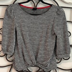 ANTHROPOLOGIE W5 TWIST FRONT PUFF SLEEVE BLOUSE BLACK/WHITE SIZE SMALL